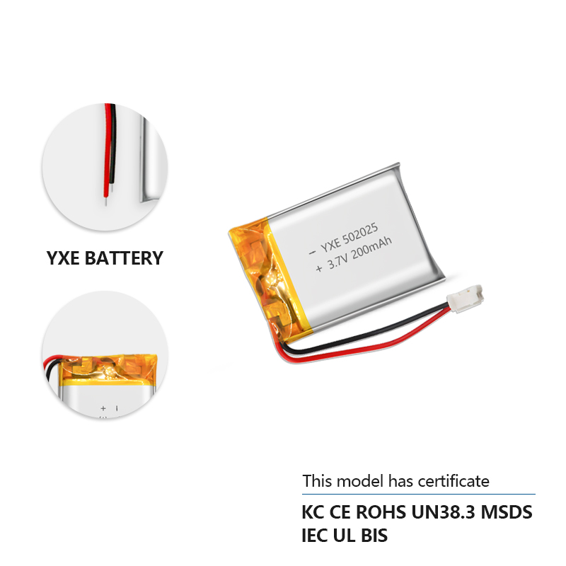 3.7 V Li-ion Battery 502025-200mah